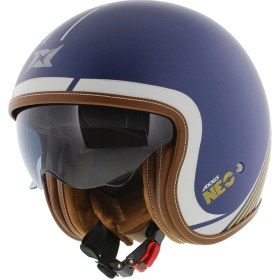 Resim Axxis Motosiklet Kaskı Retro Güneş Vizörlü Hornet S Sv Neo C7 Mat Mavi Motorcu Kask 