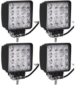 Resim Sahlan 4 Adet 16 Led Off Road Kare Çalışma Lambası Sis Lambası Projektör Gündüz Farı 48 Watt 