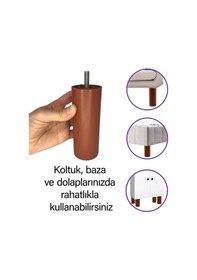 Resim 2 Adet Silindir Destek Ayağı 12 Cm Kahverengi Gizli Ayak Mobilya Kanepe Baza Koltuk Dolap Sehpa Tv Ünitesi Ayağı 