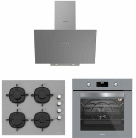 Resim Silverline Gri Cam Ankastre Set - BO6502S02 Fırın, CS5700E6S01 Ocak, 3481 Flam 60 cm Davlumbaz 