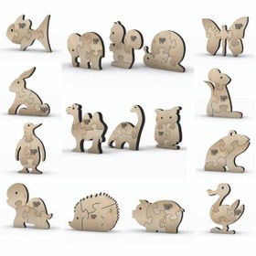 Resim Masif Ahşap Puzzle Çocuklar İçin Boyanabilir Kurbağa Boya Setli 