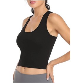 Resim Liona Kadın Siyah Renk U Yaka Yüzücü Sırtlı Crop Top Büstiyer Siyah 