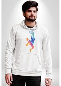 Resim Smaç Basketbol Renkli Kadın Erkek Beyaz Kapüşonlu Sweatshirt Hoodie Beyaz 