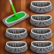 Resim 4'lü Paket Yeniden Kullanılabilir Mop Pedleri - Yüksek Emicili Yıkanabilir & Dayanıklı Polyester Lifli Islak/Kuru Temizlik için, Elastik Bant Tasarımı Çoğu Mopa Uyar, Yüksek Kaliteli Ev Temizlik Malzemeleri, Mikrofiber Mop Pedleri 