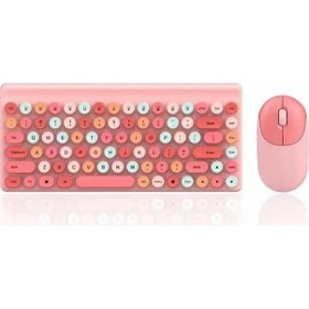 Resim Novahub Pembe Masaüstü Bilgisayar İçin 2.4g Kablosuz Oyun Klavyesi Ve Fare Setleri 86 Tuşlu Kablosuz Klavye Ve Optik - Pembe Optik 
