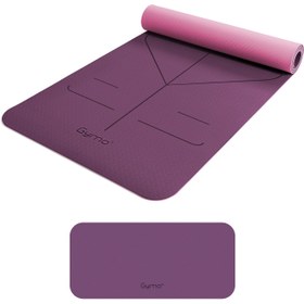 Resim Gymo Hizalamalı 6mm TPE Yoga Matı Pilates Minderi Diz Dirsek Koruyucu Matlı Set Mürdüm 