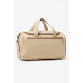 Resim Kaff Bej Suni Deri Yan Ayakkabı Bölmeli Unisex Geniş Hacimli Seyahat Spor Fitness Spor Çantası - 00124 
