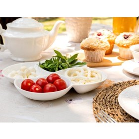 Resim Madame Coco New Petit Concept 4 Bölmeli Büyük Sunum Tabağı 1kserv0057 22x22x3cm-beyaz 