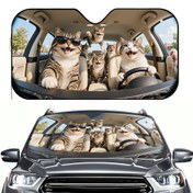 Resim 1 adet Hareketsiz Araba Kaos Güneşlik - Karikatür Kedi Tasarımı, Arabalar, SUV'lar, Kamyonlar için Uygun - Araçınızı Serin Tutun, Ön Camlar, Camlar, Yansıtıcı Malzeme, Kolay Kurulum 