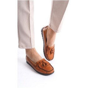 Resim Artı-artı014-bb-501-psk Hakiki Deri Günlük Ortopedik Kadın Taba Babet Ayakkabı 001 