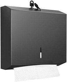 Resim Gorlary Kağıt Havlu Dispenseri Duvara Monte Ticari, C Katlı Çok Katlı El Kağıdı Havlu Dispenseri, Paslanmaz Çelik Doku Tutucu (Mat Siyah) 