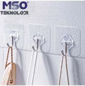 Resim MSO 5 Adet Süper Güçlü Pratik Paslanmaz Kanca Askı Şeffaf 