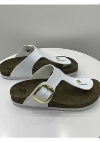 Resim Gema Kadın Parmak Arası Beyaz Terlik Yeni Sezon Beyaz 