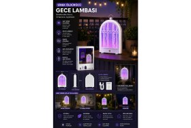 Resim Dihamer Şarjlı Sinek Öldürücü Gece Lambası USB Şarjlı Mor Işıklı Sivrisinek Kovucu 