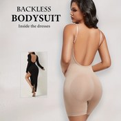 Resim 1 Adet Kadınlar İçin Dikişsiz Yüksek Bel Body - Karın Kontrollü Kalça Kaldırma, Sırtı Açık Tasarım, Dolgusuz Yüksek Sıkıştırıcı Şekillendirici, Plus Beden Düz Renk Spor ve Günlük Kullanım İçin Rahat Üst Giyim, Yüksek Destekli İç Çamaşırı 