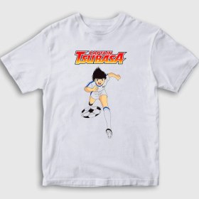 Resim Presmono Unisex Çocuk Beyaz Dribbler Futbol Anime Kaptan Captain Tsubasa T-Shirt 