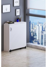 Resim Bicabin Diamond Dolaplı Raflı Akıllı Çalışma Masası Beyaz 