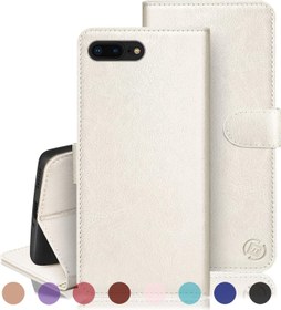 Resim RingPi iPhone 7 Plus/8 Plus 5,5 inç için Kılıf RFID Engelleme Kart Yuvası Cüzdan Manyetik Cep Telefonu Tutucu Erkek Kadın Sentetik Deri Apple 7/8 Plus Telefon Kılıfı, Beyaz 