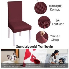 Resim Balpeteği Desen Likra Kumaşlı Tüylenmez Yikanabilir Sandalye Örtüsü Sandalye Kılıfı Yeni Model Tekli Bordo 