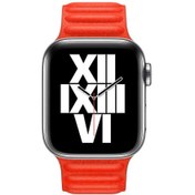 Resim Apple Watch 44mm Uyumlu Krd-34 Deri Kordon-kırmızı 