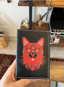 Resim EFE DERİ Kedi Baskılı Deri Dikişli Araç Ruhsat Kılıfı Kabı Oto Ruhsatlık Araba Ruhsat Koruyucu 