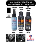 Resim 3'Lü Derby Açık Gri Deri Oto Direksiyon Döşeme Boyama Seti 