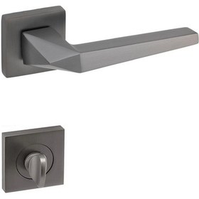 Resim Meysan Kübra Kare Rozetli Oda Kapı Kolu Antrasit Wc 