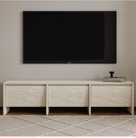 Resim Laris 160 Cm 3 Kapaklı Tasarım Tv Sehpası Traverten 