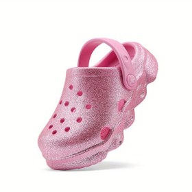 Resim HOEASE Kızlar için Hafif EVA Terlikler - Nefes Alabilen, Kaymaz Taban, Bahçe, Plaj ve Açık Hava Aktiviteleri için Rahat, Tüm Mevsim Giyim, Pembe Glitter Tasarım, Casual Açık Hava Ayakkabıları | Glitter Detayları | EVA Malzeme 
