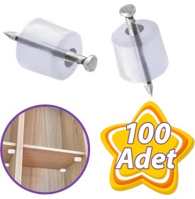Resim Glaswen Çivili Raf Pimi Duvar Dolap Mobilya Pimi Sert Plastik Raf Tutucu Şeffaf 100 Adet Tekli (1 Paket) 