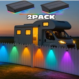 Resim Sunshine022 2li Solar Led Çit Lambası 8 Sabit Renk Otomatik Gece Aydınlatma 