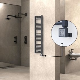 Resim Radiva Haiti Elektrikli Havlupan 300 Watt 300X1200 Düz Antrasit (Ktx3 Termostatlı) 