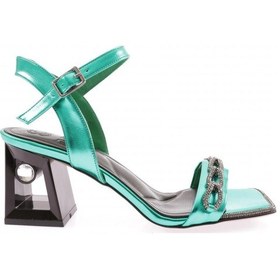 Resim Dgn 617-23y Kadin Silver Taş Bantli Topuklu Sandalet 617-1922-R12454 Yeşil 