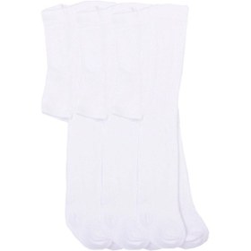Resim Hepsine Rakip Kız / Erkek Bebek Çocuk Düz Renk Külotlu Çorap 3 Lü Paket Beyaz 