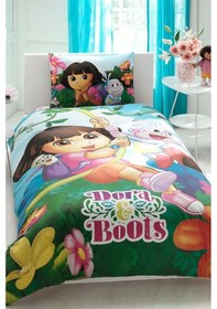 Resim Taç Lisanslı Tek Kişilik Nevresim Takımı - Dora And Boots 