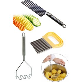 Resim MORYAN Şekilli Patates Bıçağı & Chips Cooper & Çelik Patates Ezici 