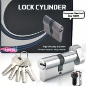 Resim Yüksek Güvenlik Euro Profil Silindir Kilit - 5 Anahtar, 70mm Standart Boyut, Metal Parlatma Kaplama, Mekanik Kulplu Kontrol, Hırsızlığa Karşı, Ofis, Paslanmaz Çelik ve İç Kapılar için - 1 Adet 