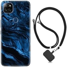 Resim kilifland Casper Via E30 ile Uyumlu Kılıf Ipli Boyun Askılı Desenli Silikon Blue Marble 1379 