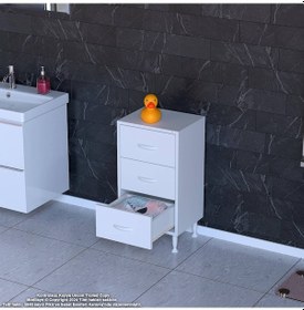 Resim Modilayn Söke 3'lü Çekmece Banyo Dolabı 35x75x32,5 Cm Lik Çok Yönlü Çekmecelerle Daha Düzenli Beyaz 