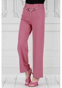 Resim Sevitli Zincir Detaylı Bol Paça Pantolon-pembe-3748-pembe Pembe 