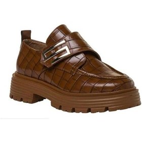 Resim Kadın Loafer Kroko Deri Tokalı Cırtlı Ayakkabı Carmen 001 