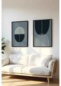 Resim Huhuli Ahşap Siyah Çerçeveli 2 Parça Set Tablo Huhu112 