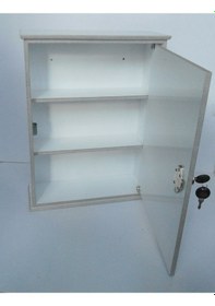 Resim Ahşap Kilitli Ecza Dolabı 