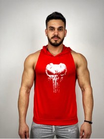 Resim Black İstanbul Punisher Mask Baskılı Kapüşonlu Fitness Atleti 