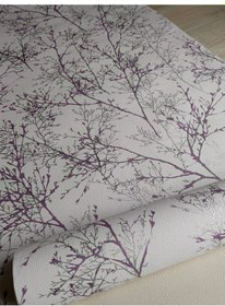 Resim Lila Gümüş Gold Dallı Silinebilir Duvar Kağıdı 5 M² 