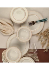 Resim Porser Altın File 18 Parça 6 Kişilik Porselen Yemek Takımı 