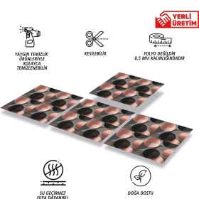 Resim Tink Kendinden Yapışkanlı Koyu Yuvarlak Desenli Pvc Karo 30X30 cm (4 Adet) 0,36 M2 
