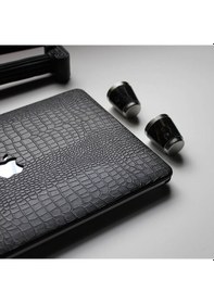 Resim Apple Uyumlu MacBook Air M1 Deri Kılıf 360 Derece Saran Kaplama Koruyucu Touchıd'li M1 Air A2337 A2179 A1932 İle Siyah 