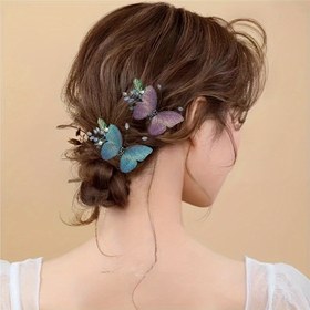 Resim Embroidered Butterfly Hair Clip, Saç Arkası Klipsi, Tatlı Yan Klipsi, Zarif Kıvırcık Saç Kapağı, Şık ve Şık Bir Tanrıça Saç Stili Oluşturuyor 