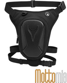 Resim mottomia Reflektörlü Karbon Detaylı Su Geçirmez Sert Kabuklu Motorsiklet Bacak Çantası – Siyah Koruyucu Model 